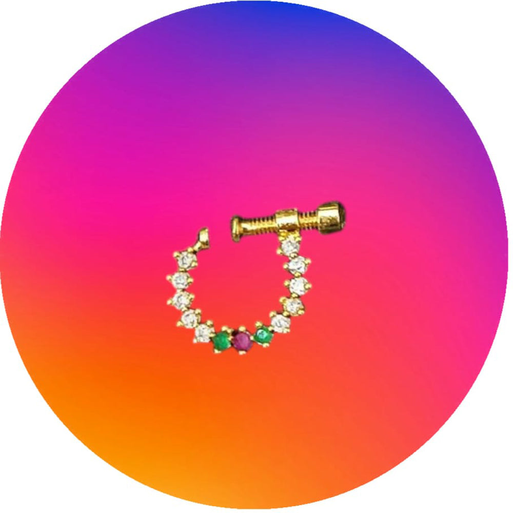 NAFJ Gold Plated Austrian Stone Nose Ring