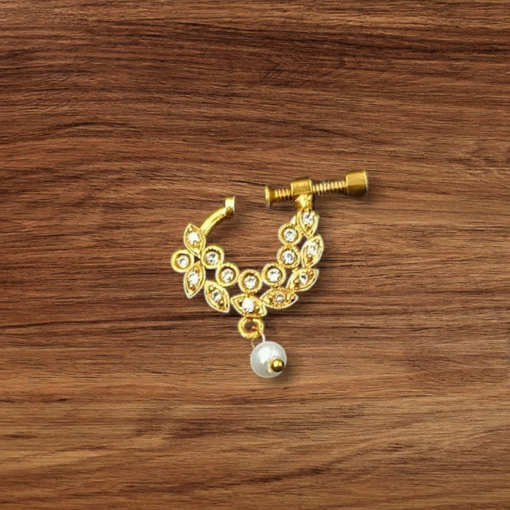 NAFJ Gold Plated Austrian Stone Nose Ring