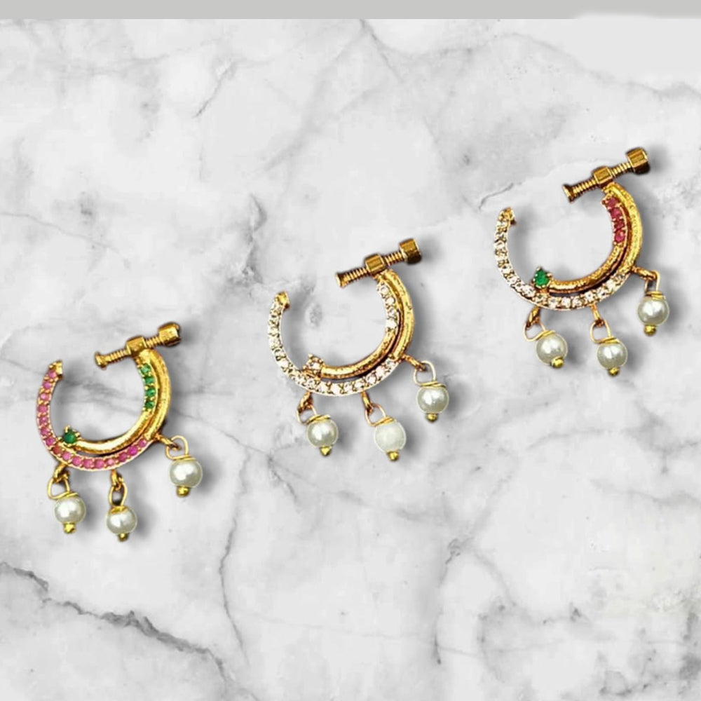 NAFJ Gold Plated Austrian Stone Nose Ring
