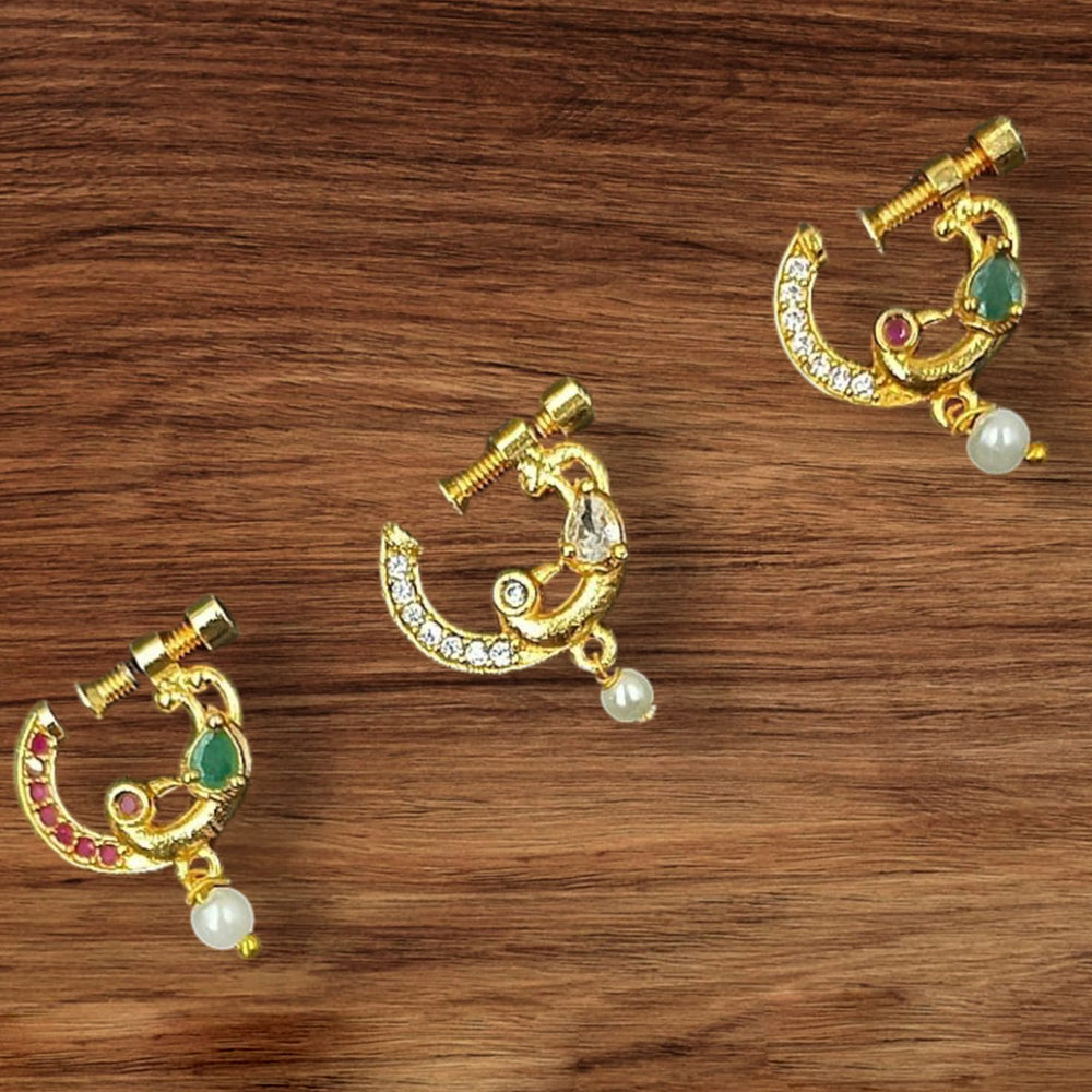 NAFJ Gold Plated Austrian Stone Nose Ring
