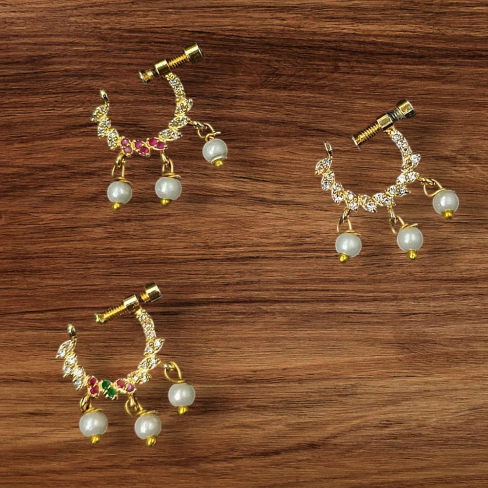 NAFJ Gold Plated Austrian Stone Nose Ring