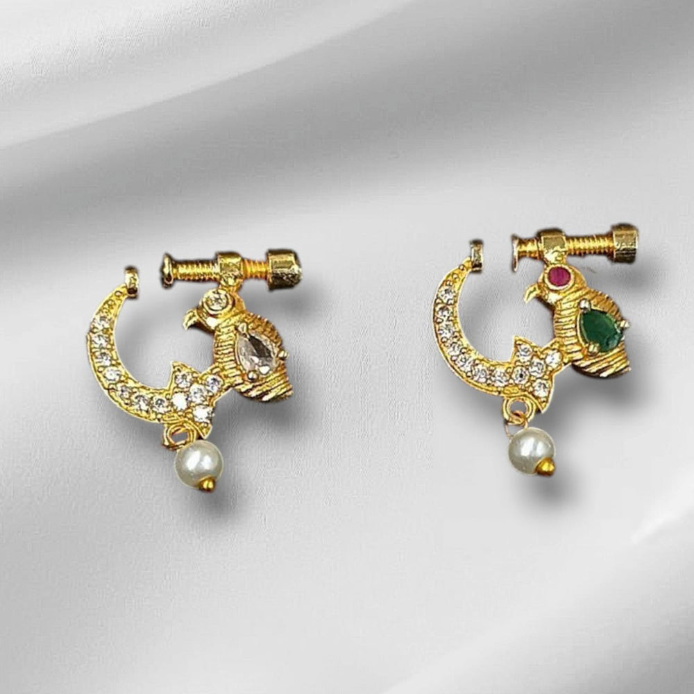 NAFJ Gold Plated Austrian Stone Nose Ring