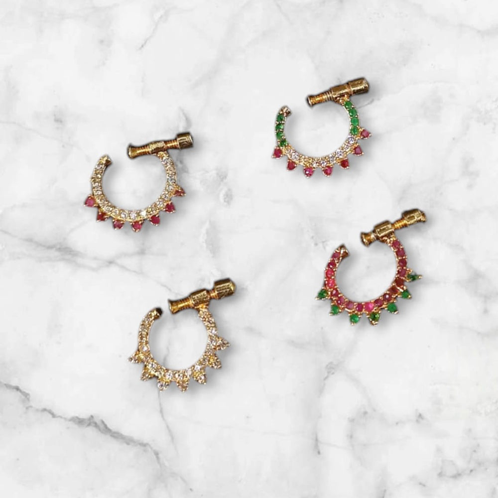 NAFJ Gold Plated Austrian Stone Nose Ring