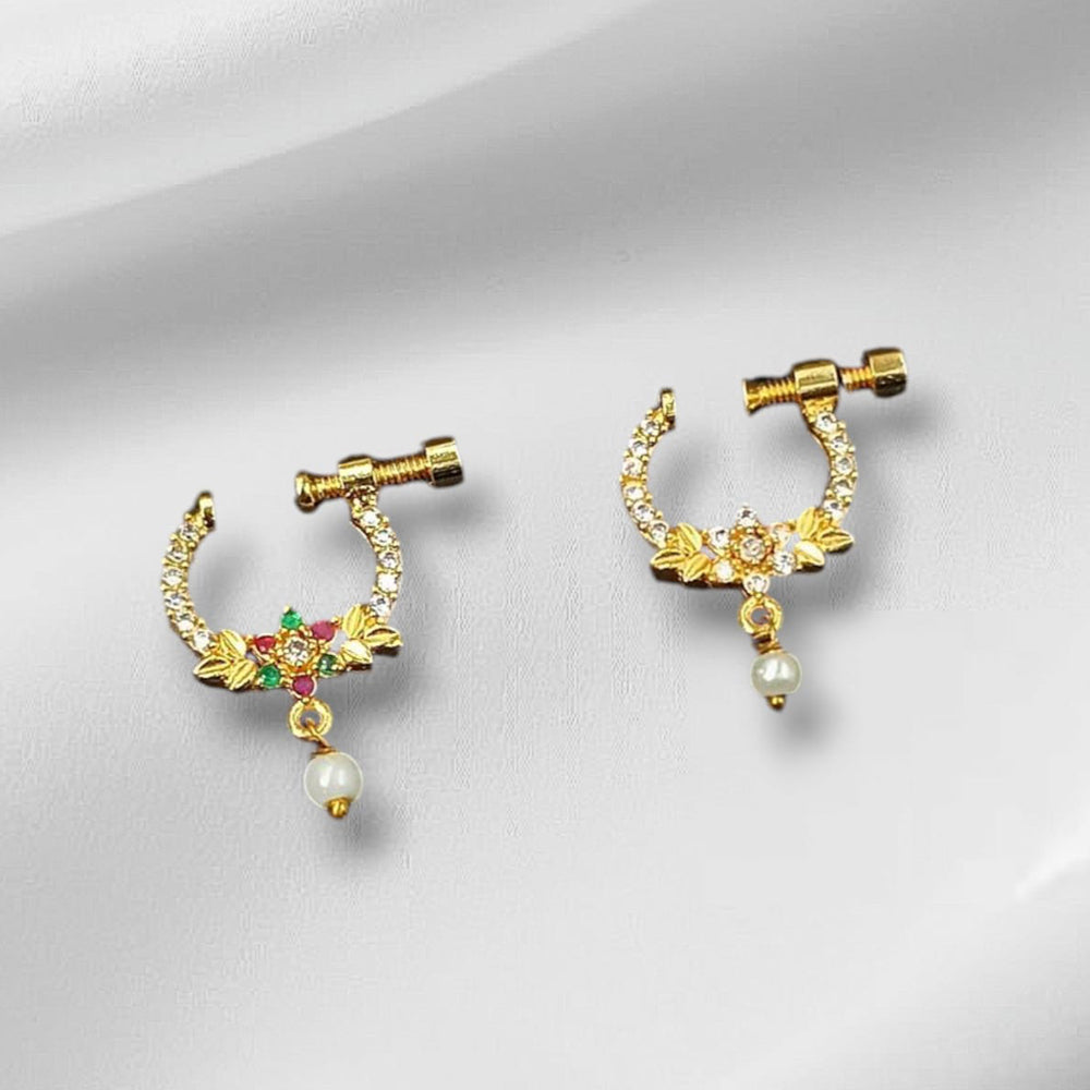 NAFJ Gold Plated Austrian Stone Nose Ring