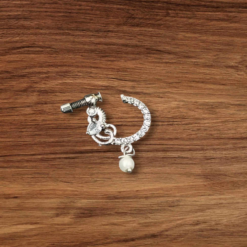NAFJ Silver Plated Austrian Stone Nose Ring
