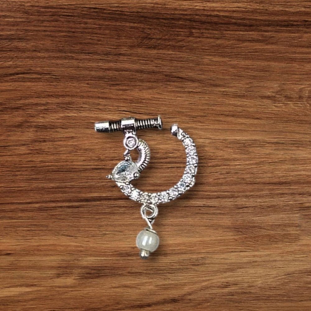 NAFJ Silver Plated Austrian Stone Nose Ring