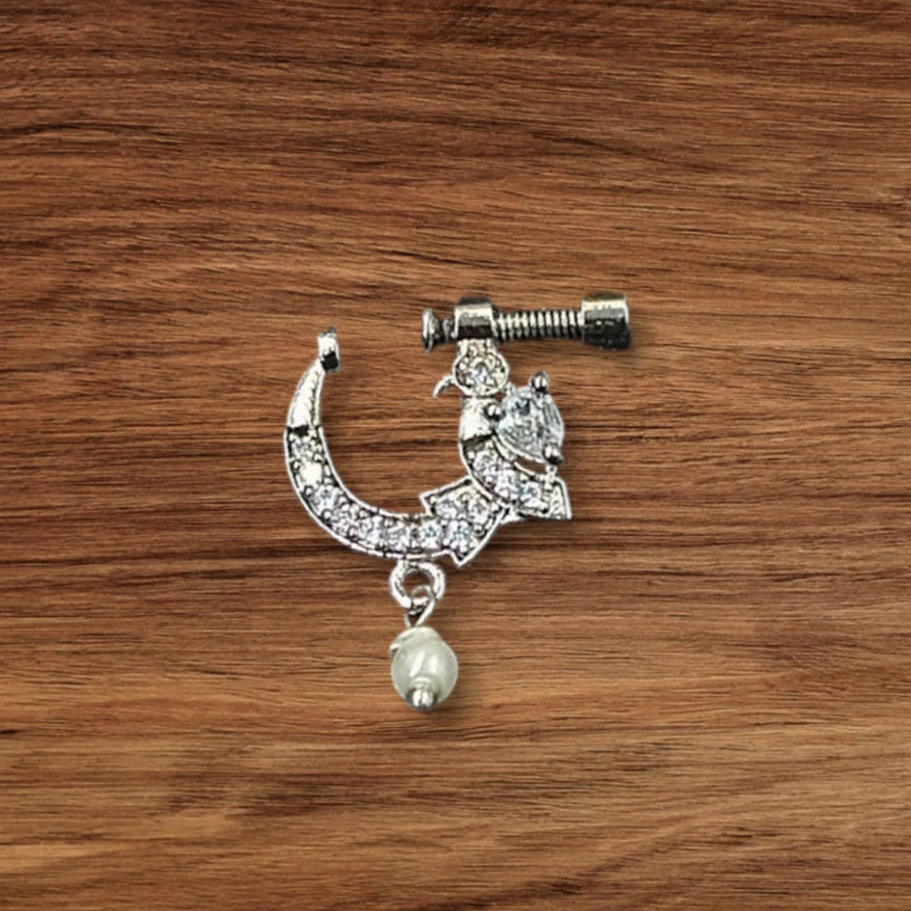 NAFJ Silver Plated Austrian Stone Nose Ring