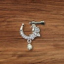 NAFJ Silver Plated Austrian Stone Nose Ring