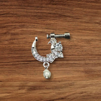 NAFJ Silver Plated Austrian Stone Nose Ring
