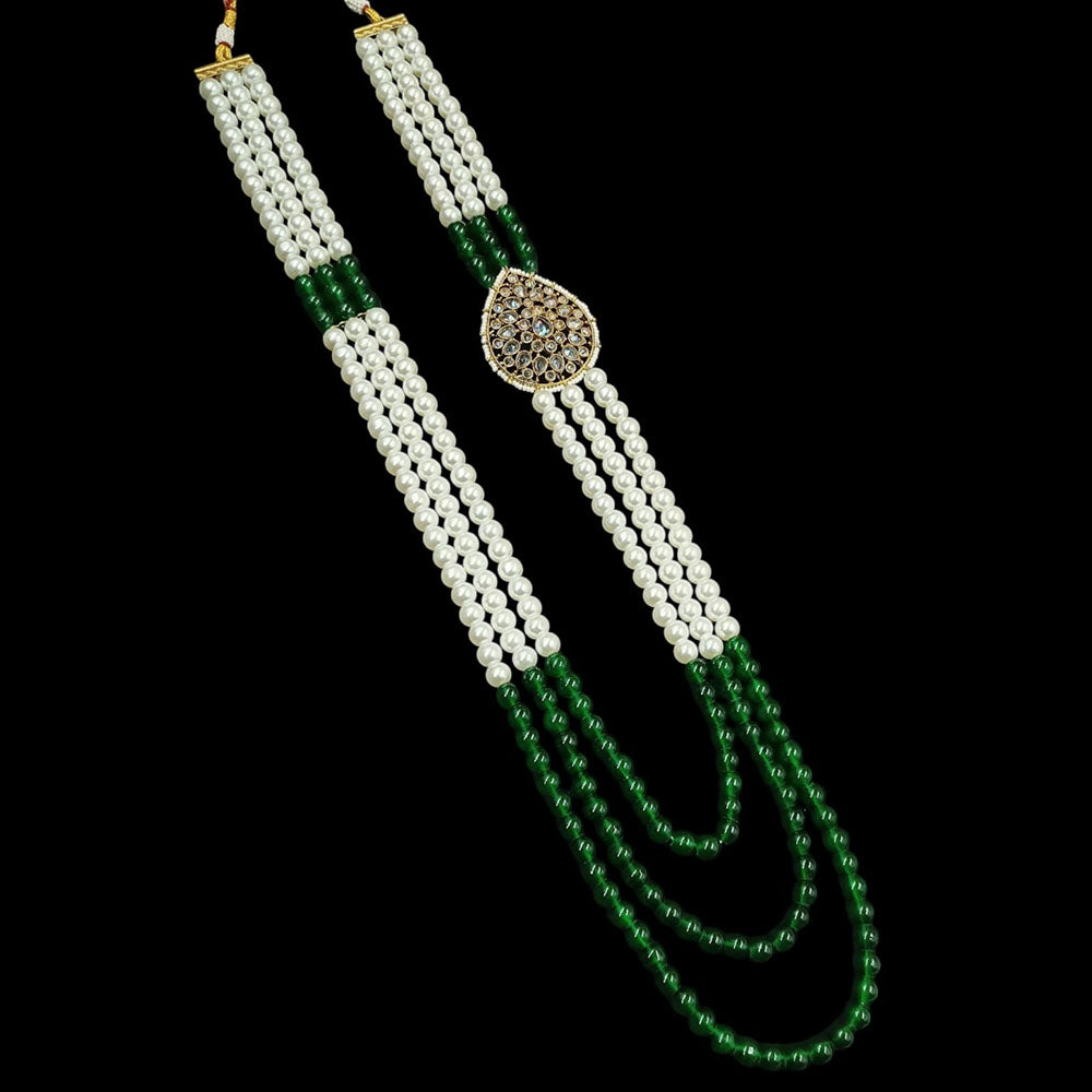 NAFJ Elegant Gold Plated Crystal Stones And Beads Long Necklace