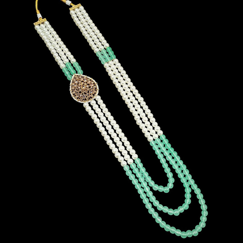 NAFJ Elegant Gold Plated Crystal Stones And Beads Long Necklace