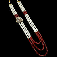 NAFJ Elegant Gold Plated Crystal Stones And Beads Long Necklace