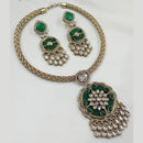 NAFJ Gold Plated Kundan Stone Necklace Set