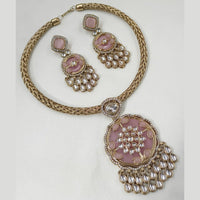 NAFJ Gold Plated Kundan Stone Necklace Set