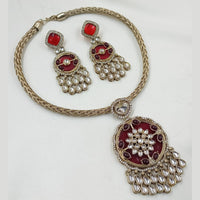 NAFJ Gold Plated Kundan Stone Necklace Set