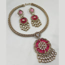 NAFJ Gold Plated Kundan Stone Necklace Set