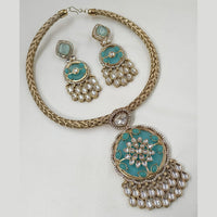 NAFJ Gold Plated Kundan Stone Necklace Set