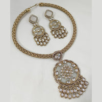 NAFJ Gold Plated Kundan Stone Necklace Set