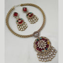 NAFJ Gold Plated Kundan Stone Necklace Set