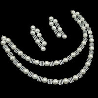 NAFJ Silver Plated Austrian Stone And Beads Necklace Set