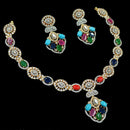 NAFJ Gold Plated Pota Stone And Austrian Stone Necklace Set 