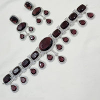 NAFJ Silver Plated American Diamond Necklace Set