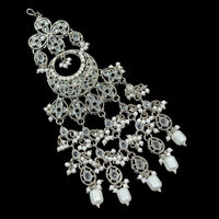 NAFJ Silver Plated Crystal Stone And Pearls Pasa