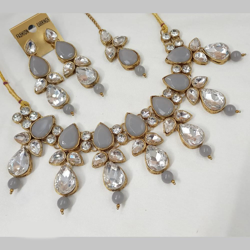 NAFJ Gold Plated Crystal And Austrian Stone Beads Necklace Set