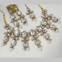 NAFJ Gold Plated Crystal And Austrian Stone Beads Necklace Set