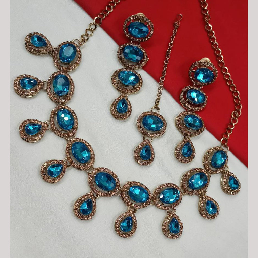 NAFJ Gold Plated Crystal And Austrian Stone Necklace Set