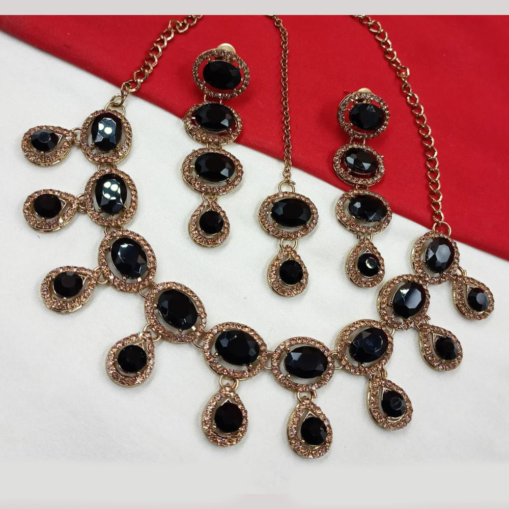 NAFJ Gold Plated Crystal And Austrian Stone Necklace Set