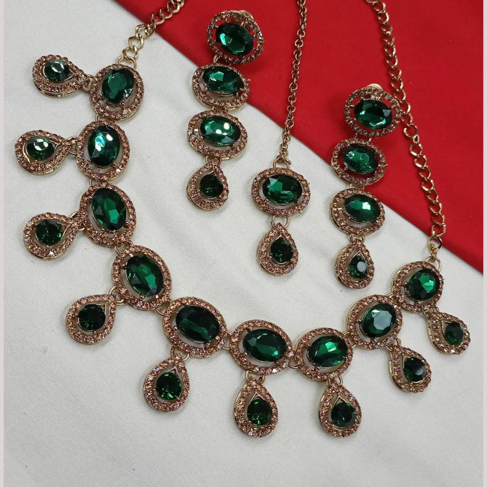 NAFJ Gold Plated Crystal And Austrian Stone Necklace Set
