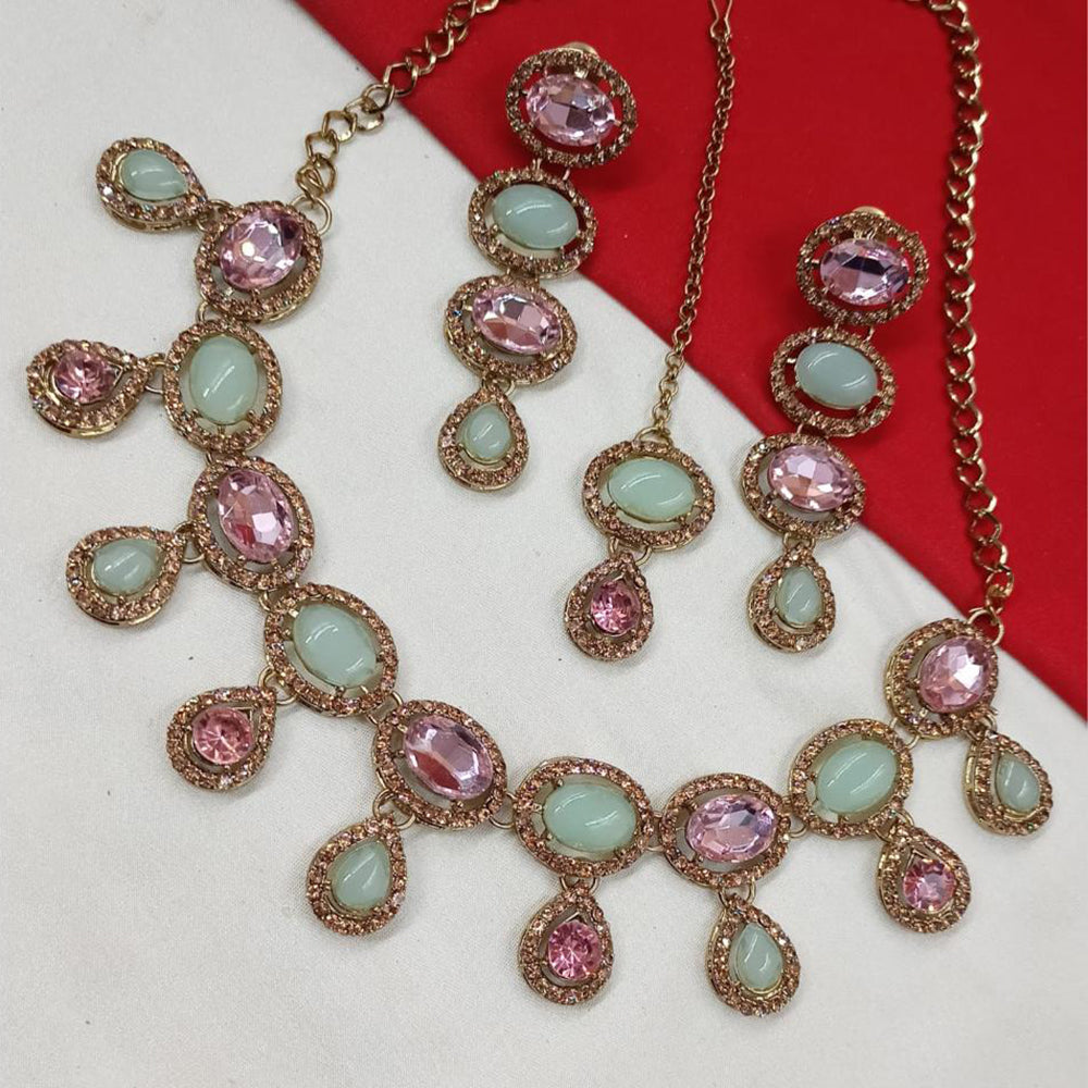 NAFJ Gold Plated Crystal And Austrian Stone Necklace Set