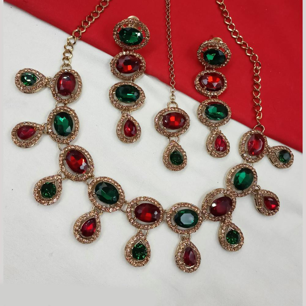 NAFJ Gold Plated Crystal And Austrian Stone Necklace Set