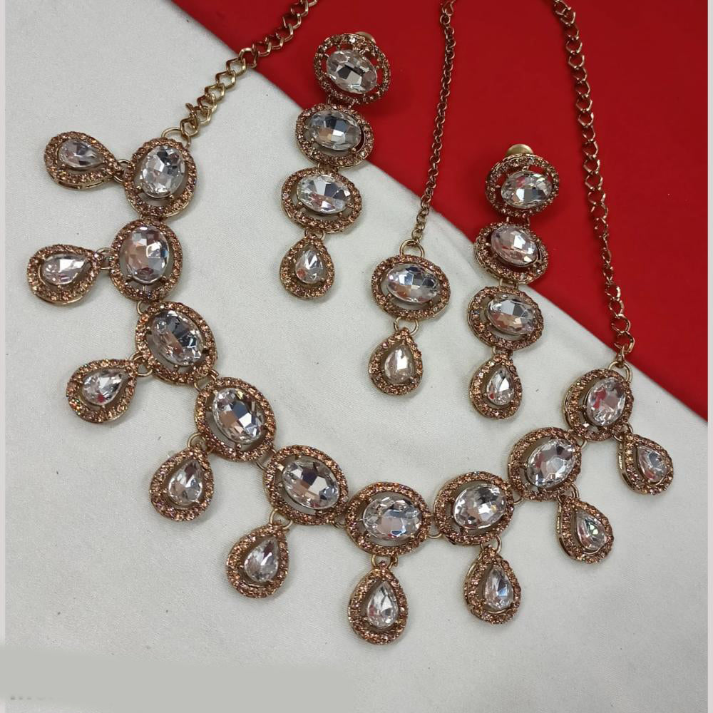 NAFJ Gold Plated Crystal And Austrian Stone Necklace Set