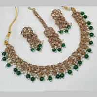 NAFJ Gold Plated Crystal Pearl And Beads Necklace Set