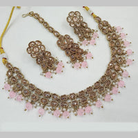 NAFJ Gold Plated Crystal Pearl And Beads Necklace Set