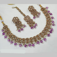 NAFJ Gold Plated Crystal Pearl And Beads Necklace Set