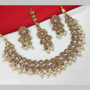 NAFJ Gold Plated Crystal Pearl And Beads Necklace Set