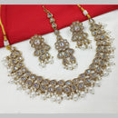 NAFJ Gold Plated Crystal Pearl And Beads Necklace Set