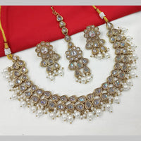 NAFJ Gold Plated Crystal Pearl And Beads Necklace Set