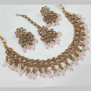 NAFJ Gold Plated Crystal Pearl And Beads Necklace Set