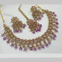 NAFJ Gold Plated Crystal Pearl And Beads Necklace Set