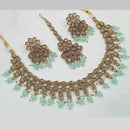 NAFJ Gold Plated Crystal Pearl And Beads Necklace Set