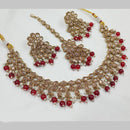 NAFJ Gold Plated Crystal Pearl And Beads Necklace Set