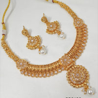 NAFJ Gold Plated Crystal Pearl And Beads Necklace Set