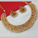 NAFJ Gold Plated Crystal And Pearl Necklace Set 