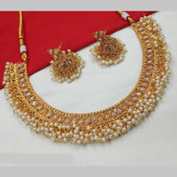 NAFJ Gold Plated Crystal And Pearl Necklace Set