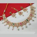 NAFJ Gold Plated Crystal And Pearl Necklace Set 