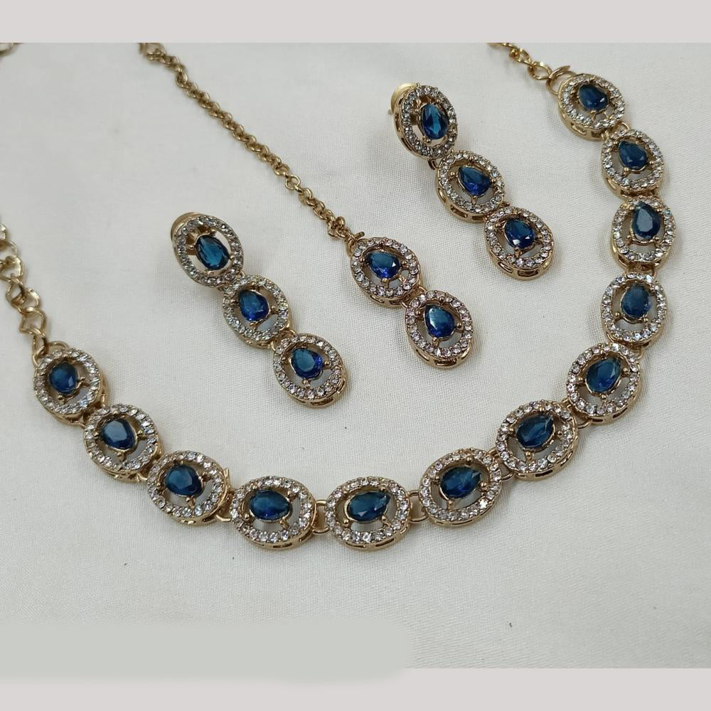 NAFJ Gold Plated Crystal And Austrian Stone Necklace Set